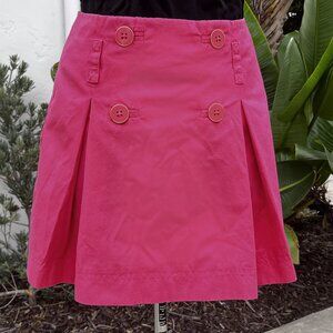 Lilly Pulitzer Pleated Mini Skirt BARBIE Pink w/ Pockets Belt Enamel Buttons sz8